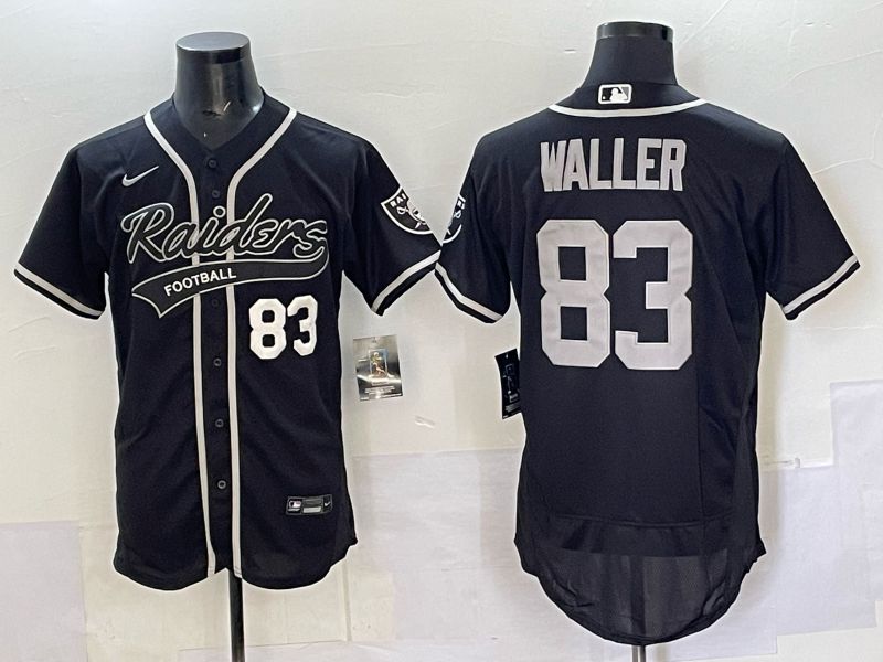 Men 2025 Oakland Raiders 83 Waller black Joint Name Nike Elite NFL Jersey style 02